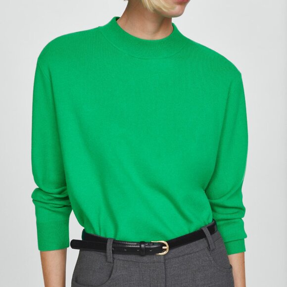 Mango Green Round-Neck Knitted Sweater/NWT/1XL - Picture 4 of 15